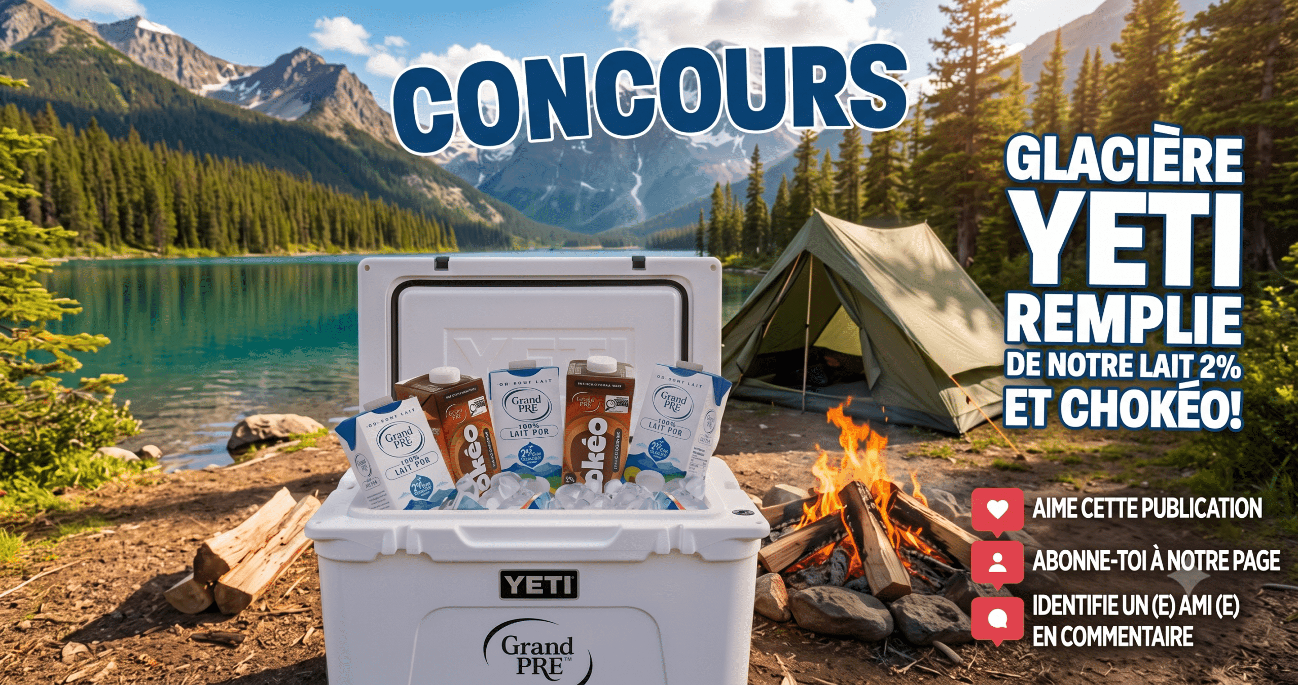 Participez au concours pour remporter une glacière YETI remplie de produits Lait Grand Pré !