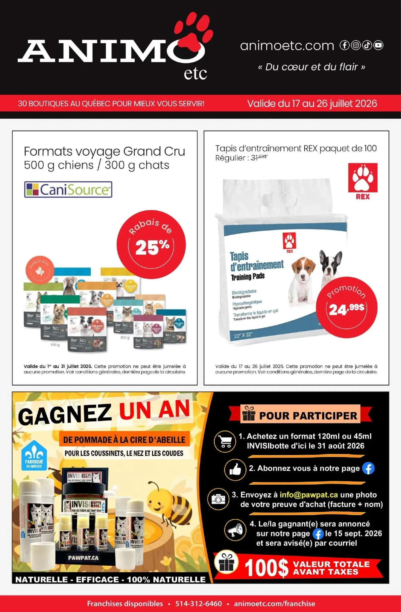 Page 1 de la circulaire Animo Etc.