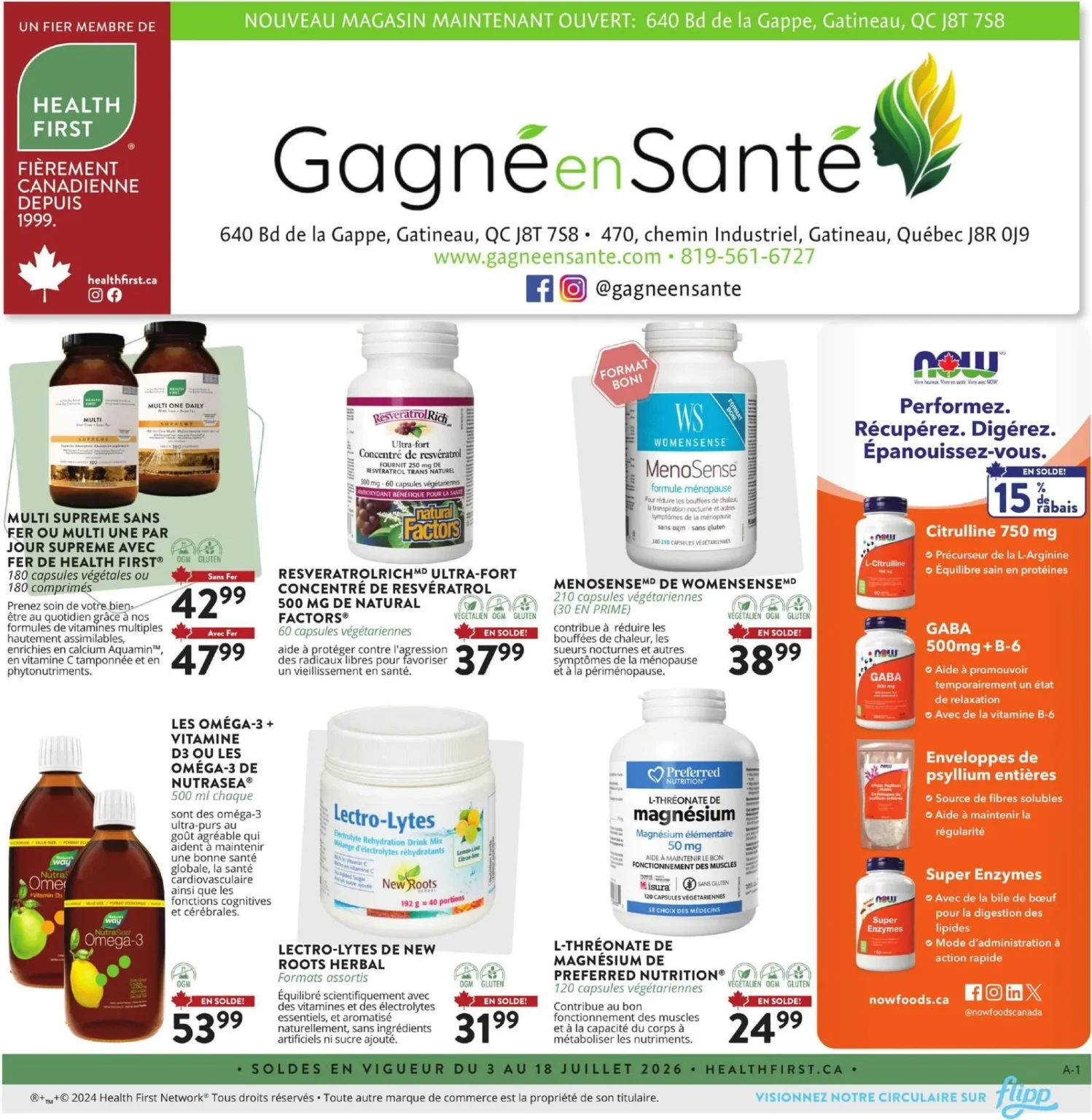 Page 1 de la circulaire Gagné En Santé