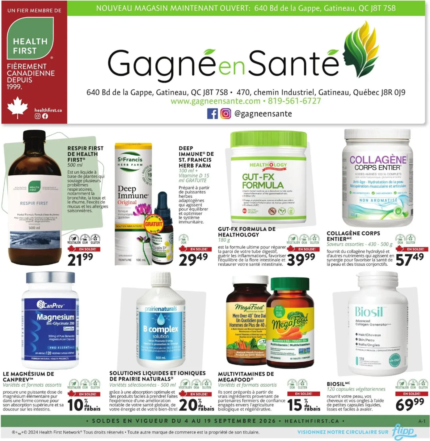 Page 1 de la circulaire Gagné En Santé