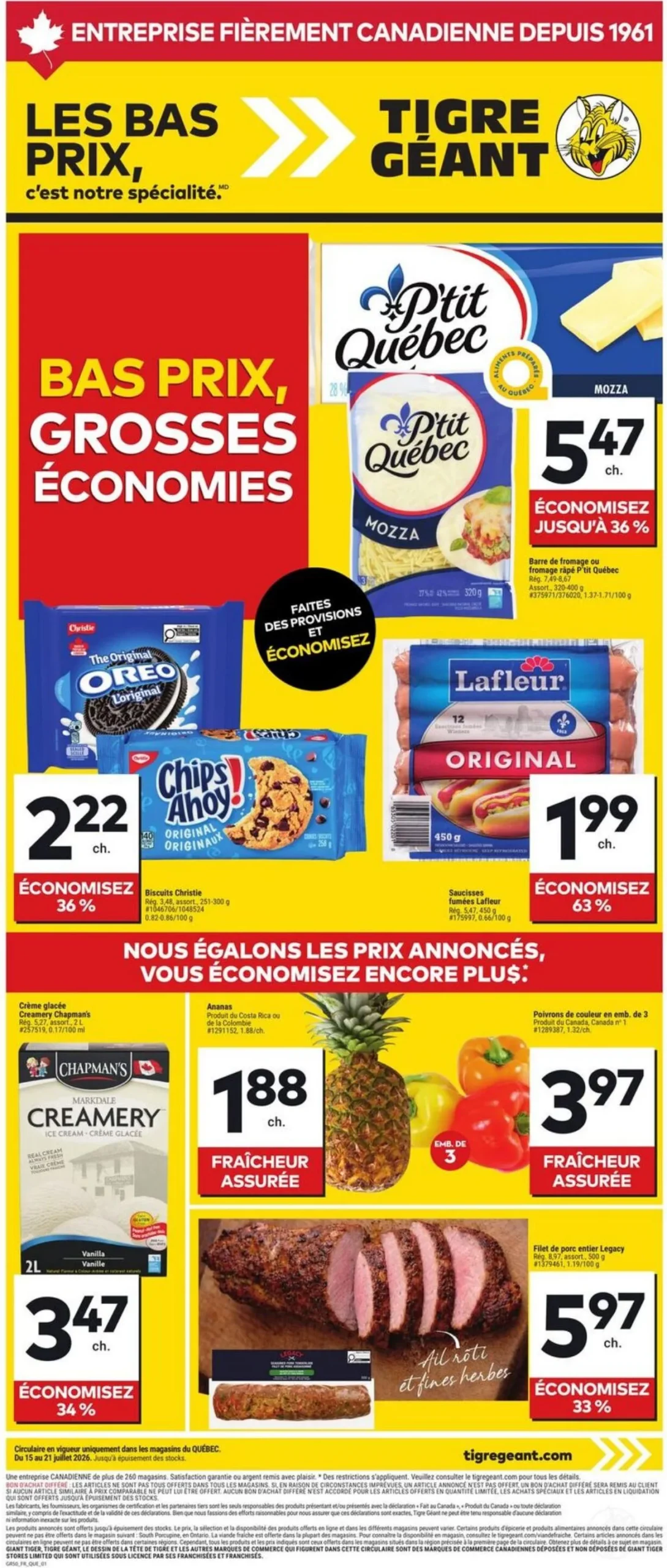 Page 1 de la circulaire Tigre Géant