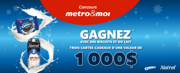 Tentez de remporter  TROIS Cartes cadeaux Metro de 1000$