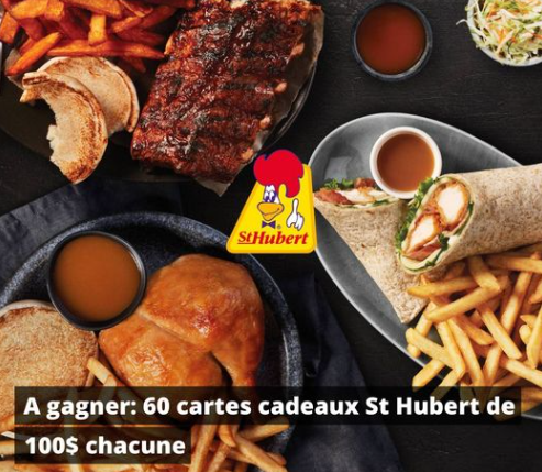 Gagnez 60 cartes cadeaux St Hubert de 100$