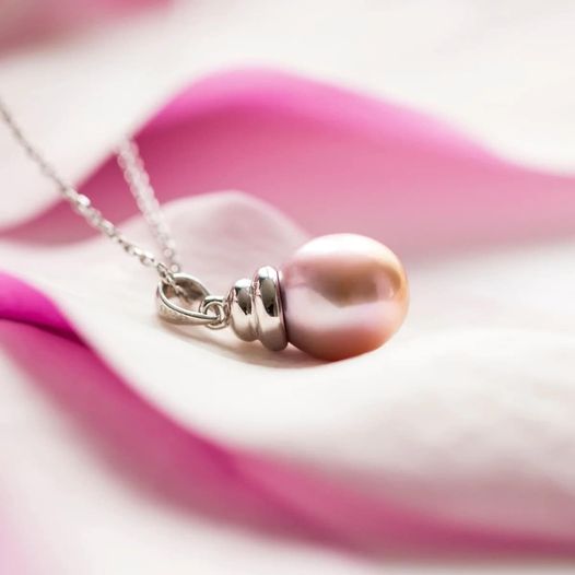 Collier Perles D'eau Douce Roses AAA 10mm - Brin Unique 18 Pouces, Fermoir Argent Doré, Noué Main - 7