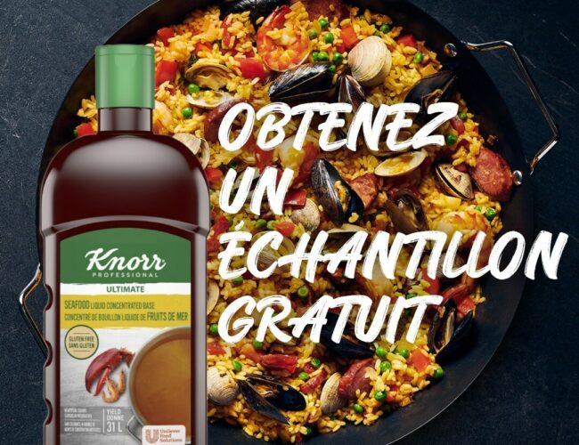 Recevez des échantillons gratuits du Concentré Liquide aux Fruits de Mer Knorr Professional !